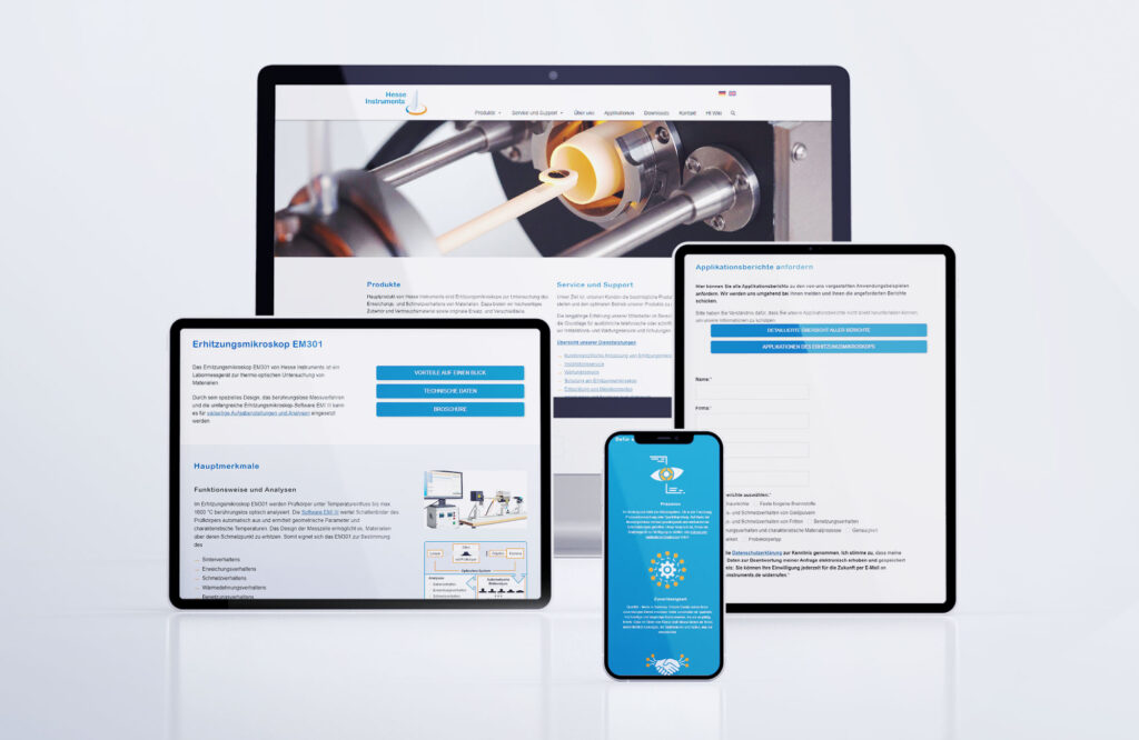 Darstellung Hesse Intruments Website in verschiedenen Endgeräten